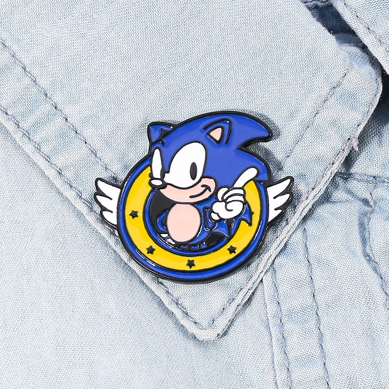 Broche Clássico Sonic the Hedgehog Pose Esmaltado Vintage 90 S Presente Nostéria Para Gamer
