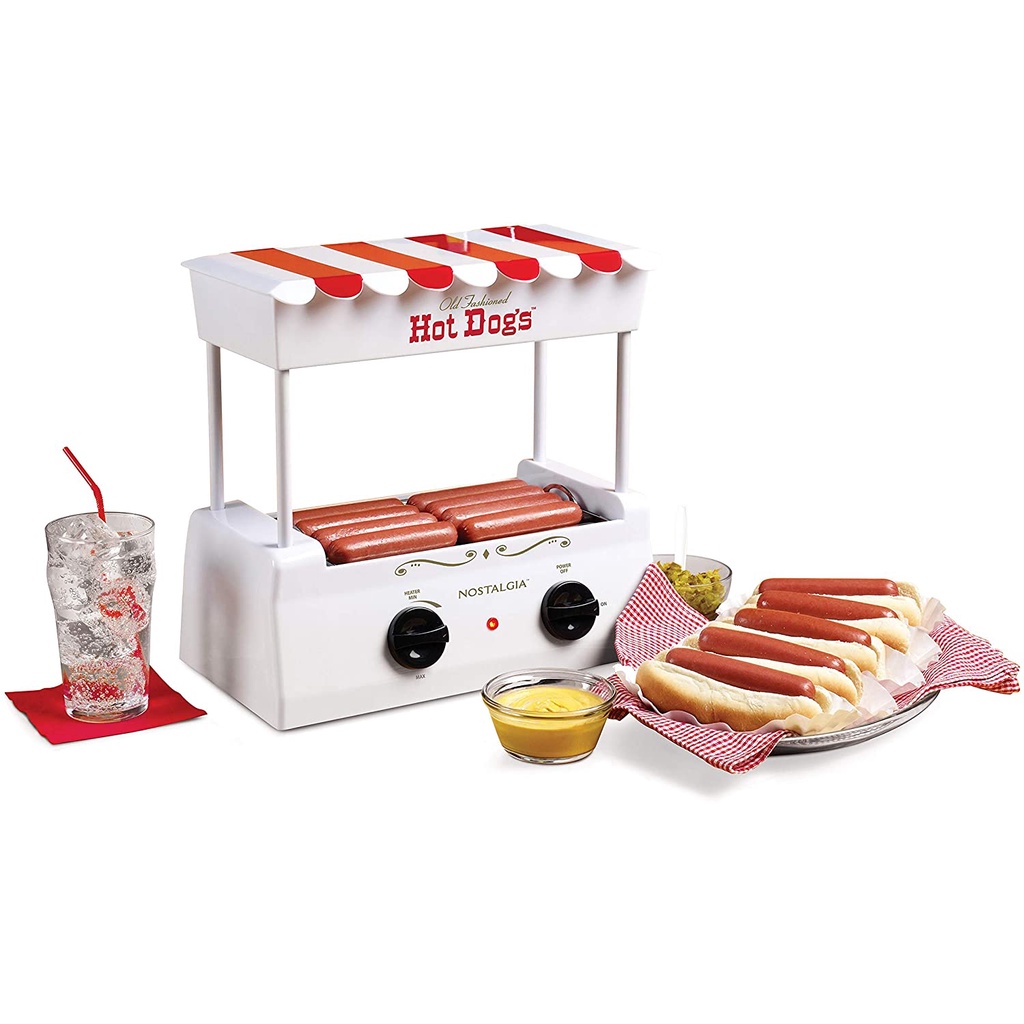 Máquina para cachorro quente Grill giratório elétrico para festas para 8 salsichas AMERICANO VINTAGE 110v