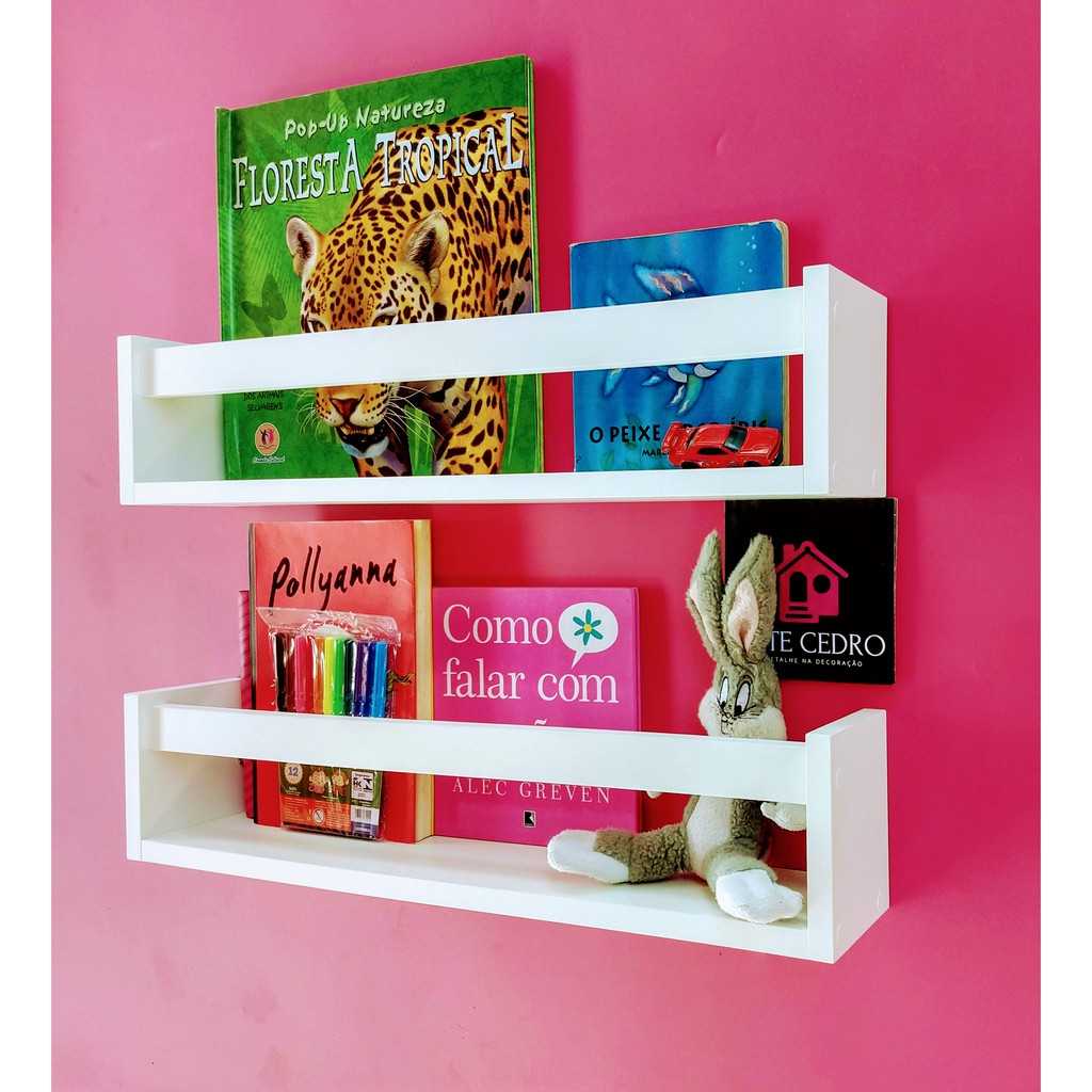 Kit 2 Prateleiras Para Livros Infantis Quarto de Criança Nicho Porta ...