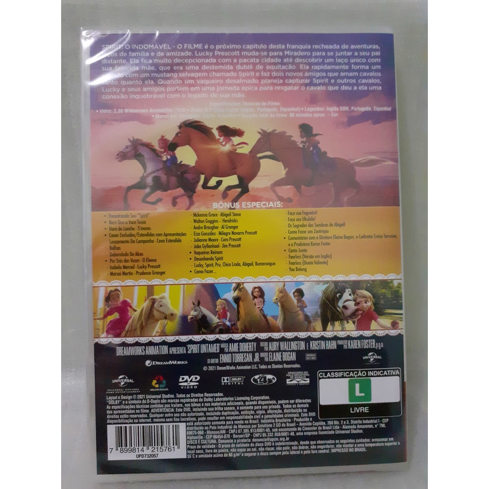 Dvd: Spirit: O Indomável - O Filme - Original e Lacrado