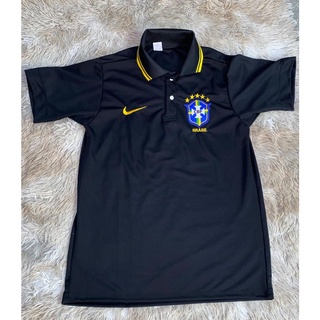 Camisa Nova Seleção Brasileira Branca Polo Gola Azul Of