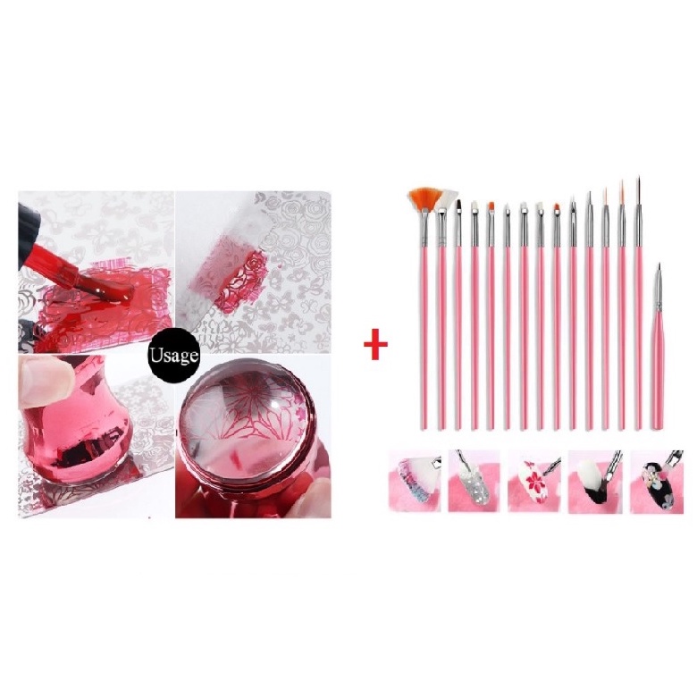 Kit Para Nail Art Carimbo De Unhas + 15 Pincéis