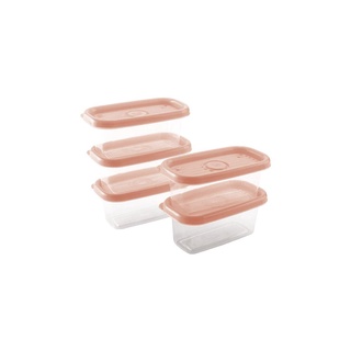 Conjunto de Potes de Plástico Retangulares 150 ml Pop 5 Unidades Vinho Malbec-Rosa Pastel/2022