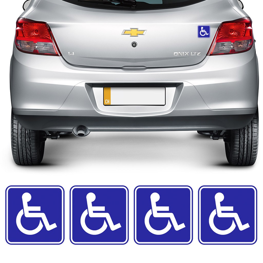 Adesivo Aviso Deficiente Físico Cadeirante 5x5cm Carro - 4un | Shopee ...