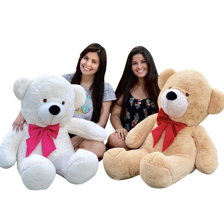 Brinquedo Pelúcia Urso Ted com Suéter Listrado Vermelho e Branco