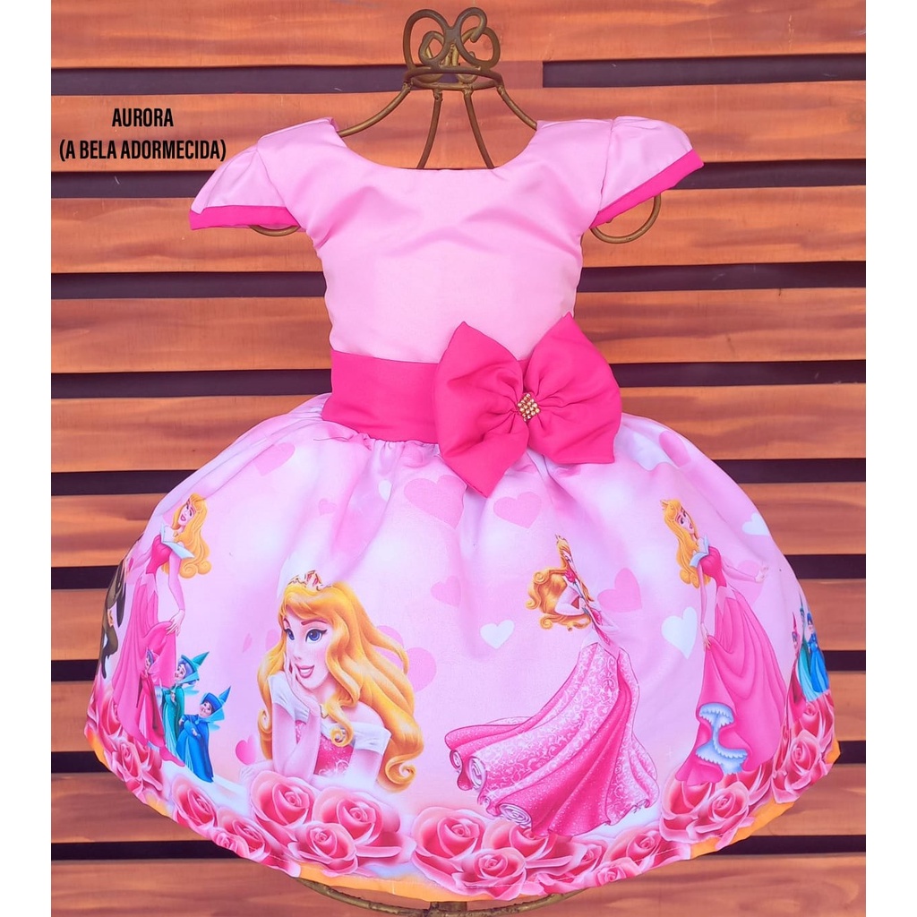 Vestido Temático Infantil Festa Princesa Aurora (Bela Adormecida