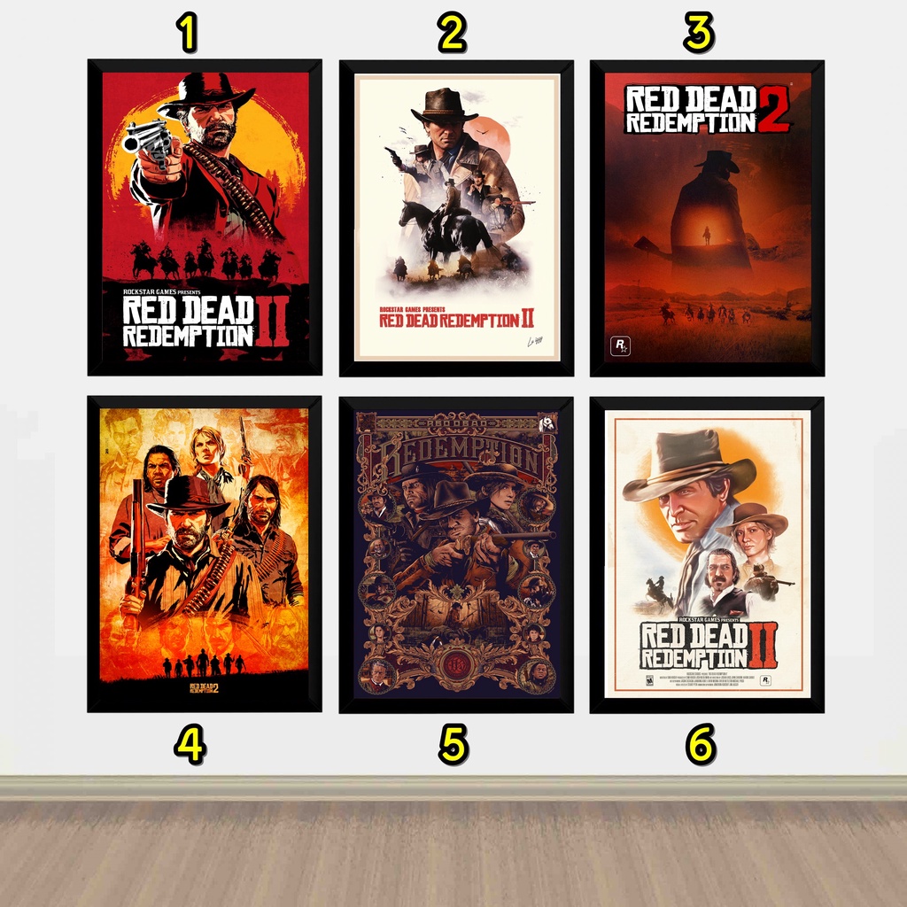 Quadro decorativo com moldura e vidro Red Dead Redemption 2 mapa