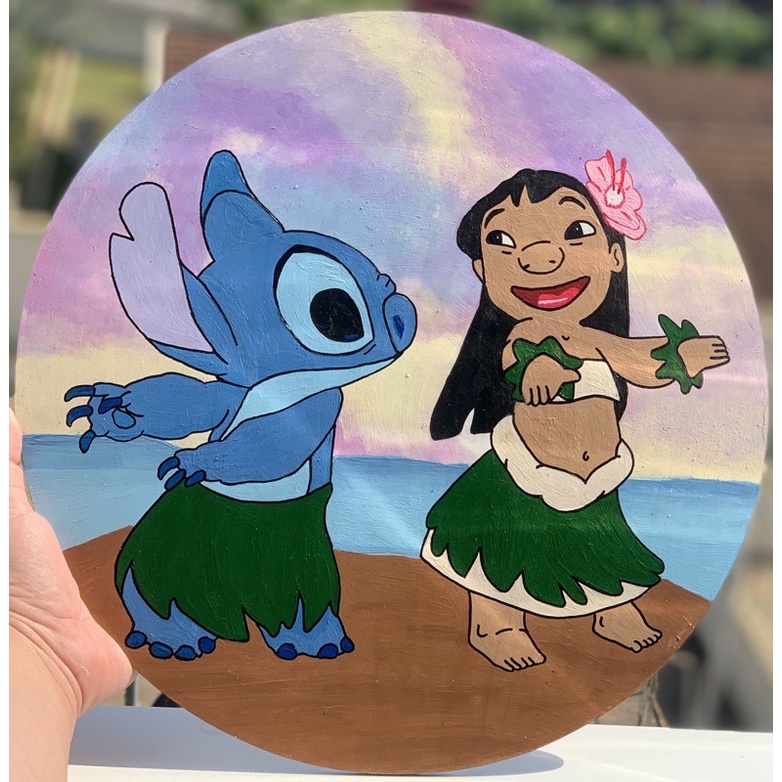 Lilo & stitch diy pintura por números pintados à mão pintura a óleo desenho  sobre tela