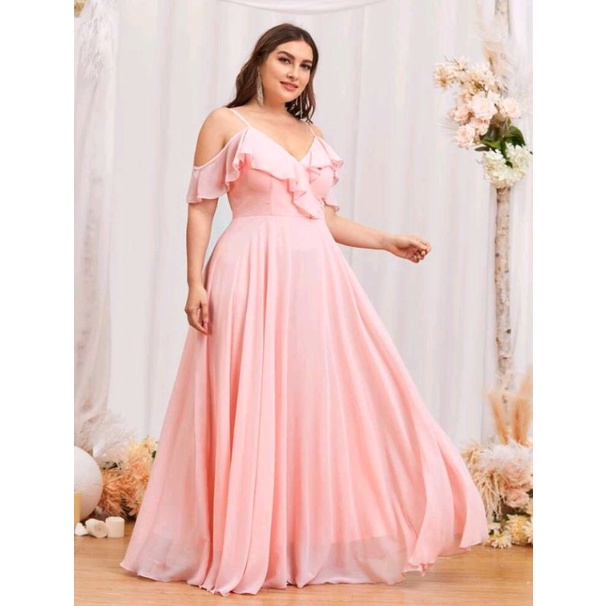 Vestido madrinha festa longo plus size shein rosé 3xl