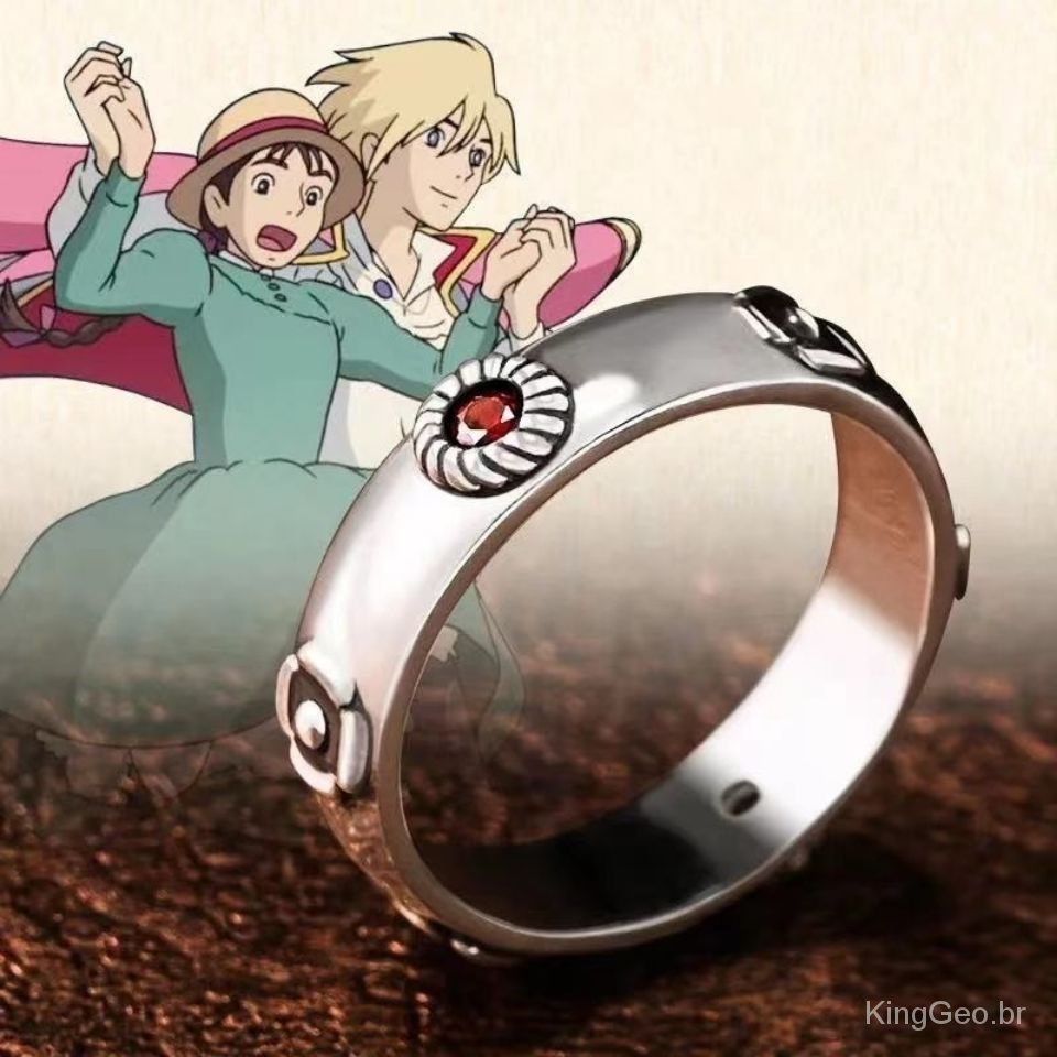 Anime Castelo em Movimento do Uivo Anel de Casal Howl Sophie Ajustável Anéis Joias Presente Prata 925