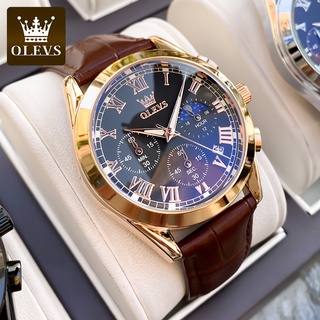 OLEVS relogio relógios masculinos luxo a prova d água original couro preto Cronógrafo 2871 & 2876
