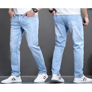 Calca Jeans Masculina Azul Clara Slim Com Elastano Laycra Premium.