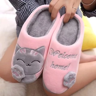 Sapato / Chinelo Feminino Gato Da Sorte De Inverno Antiderrapante Flexivel Quente De Inverno/PU22-13