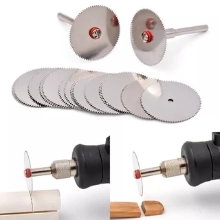 10 mini discos serra 22mm micro retífica + 2 hastes
