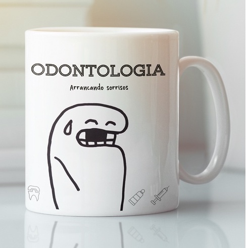 Caneca de Porcelana FARMACÊUTICA - Profissão Flork - Meme Boneco