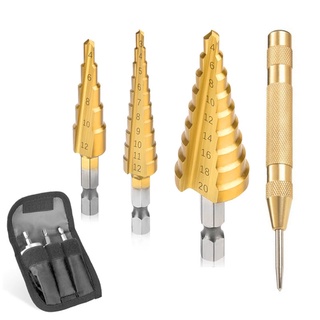 3-12mm 4 20mm Broca Passo HSS Titânio Revestido Hex Shank Núcleo Ferramentas De Perfuração Para Madeira De Metal Furador