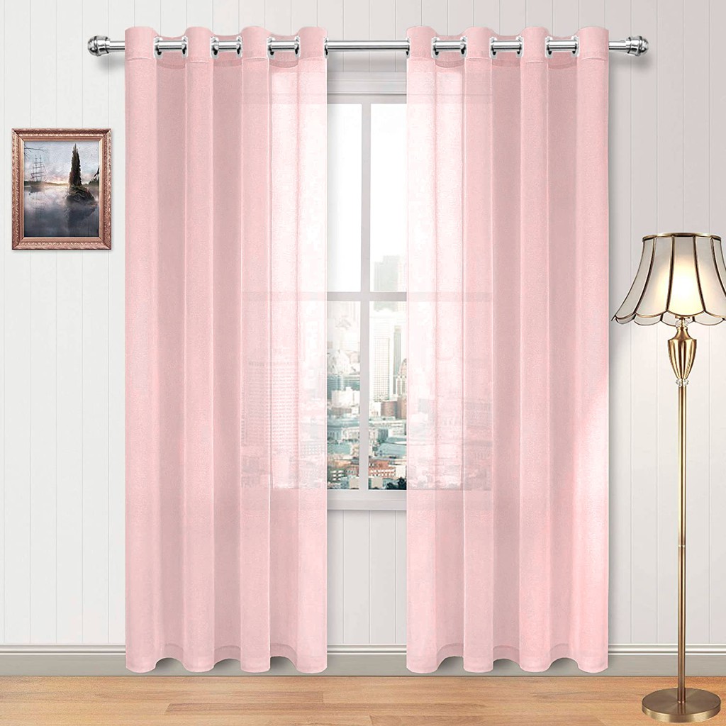 CORTINA 2,80X1,70 DE VOIL LISO Rosa para varão simples - Cortina Para ...