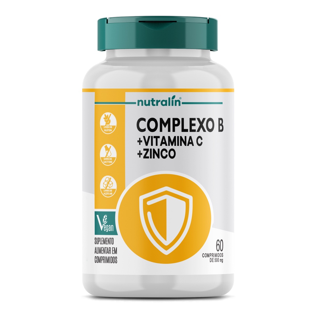 Complexo B + Vitamina C + Zinco B1 B2 B3 B5 B6 B12 Biotina - Nutralin ...