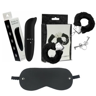 KIT Fetiche: Vibrador + Venda + Algema - SEX SHOP