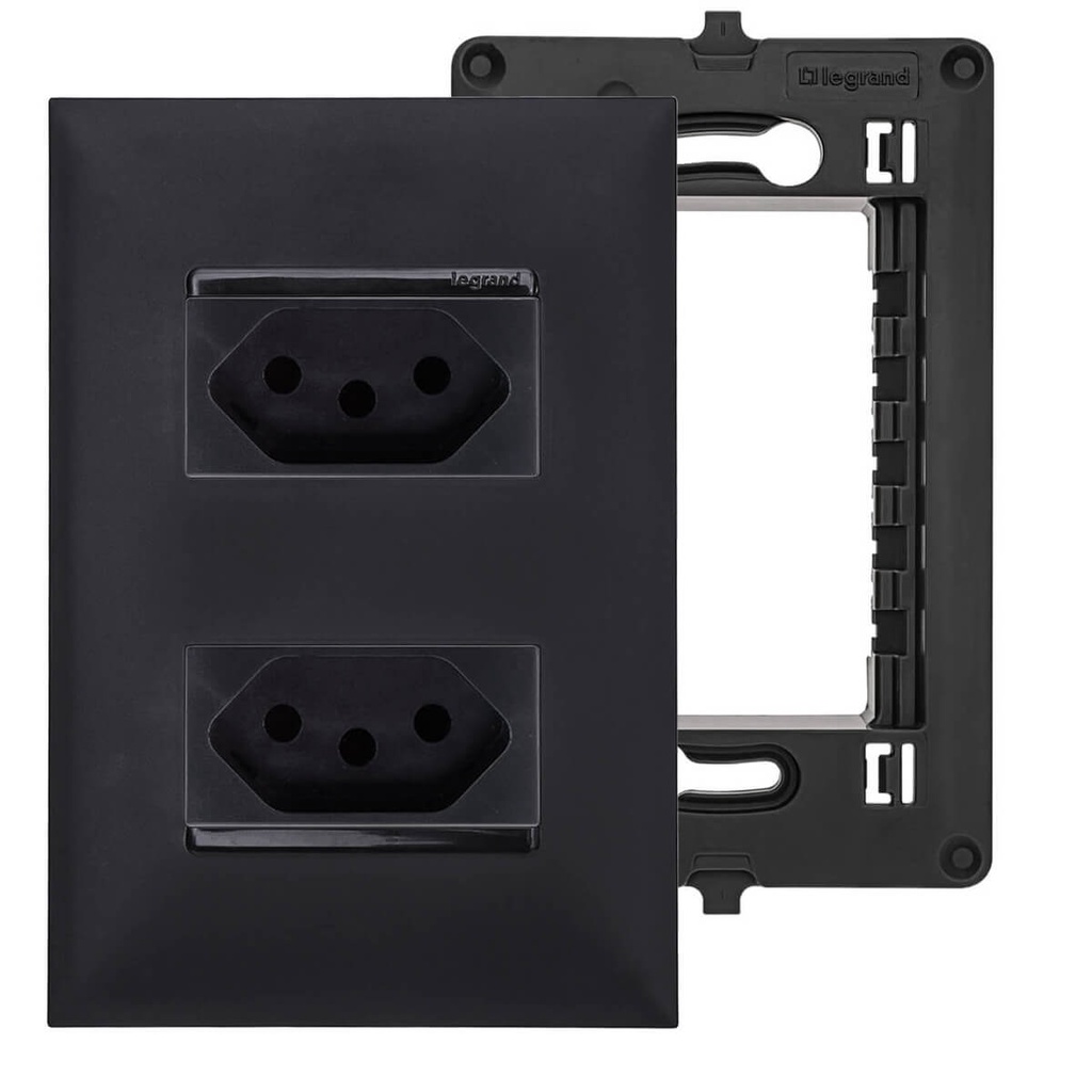 Tomada Dupla 20A e 10A PIAL Plus+ Preta Conjunto 4x2 | Shopee Brasil