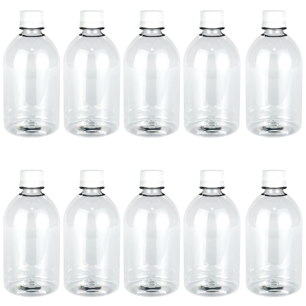 10 Frascos Pet Plástico 500ml Com Tampa Lacre Embalagem Mod1