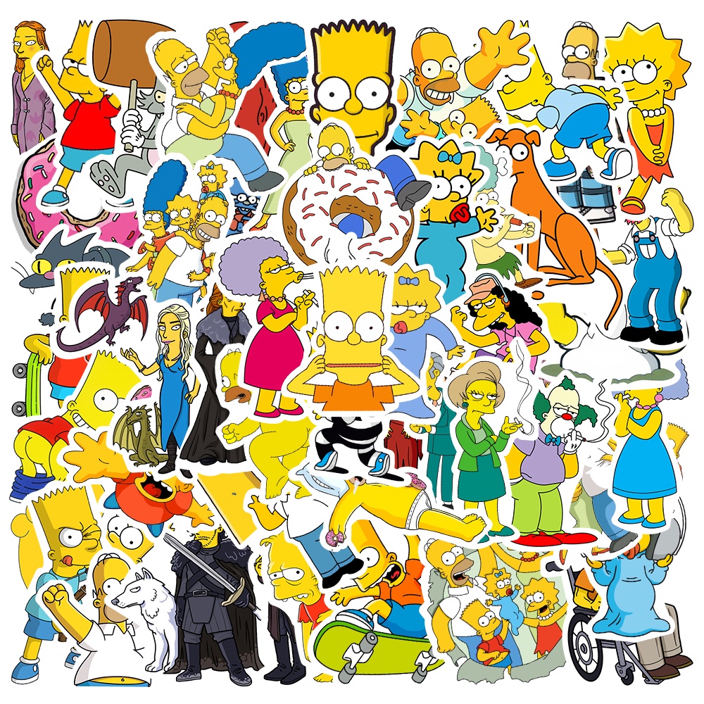 Adesivo De Deco À Prova D'água Do Simpson Engraçado 10/50 Peças Em Forma De Helmat Para Laptop