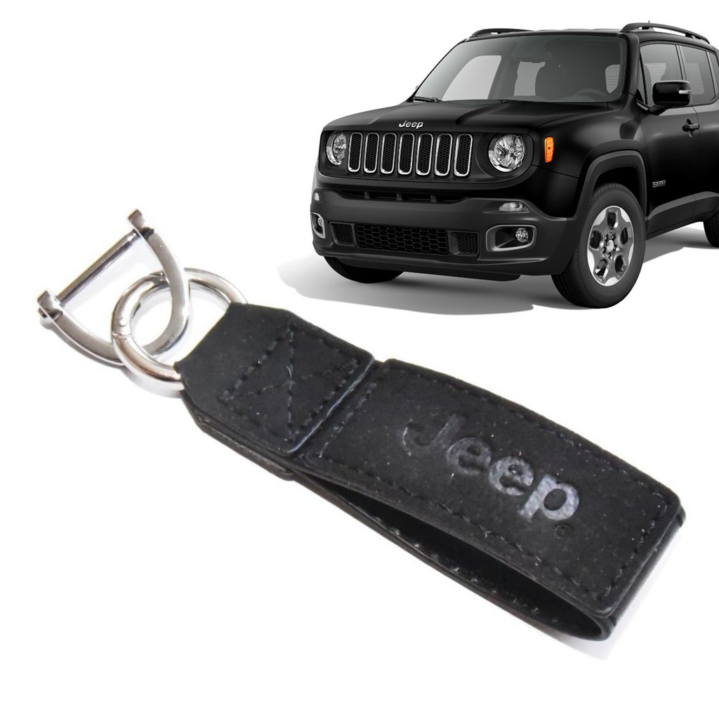 Chaveiro Jeep Renegade Compass Wrangler Willys Preto Camurça