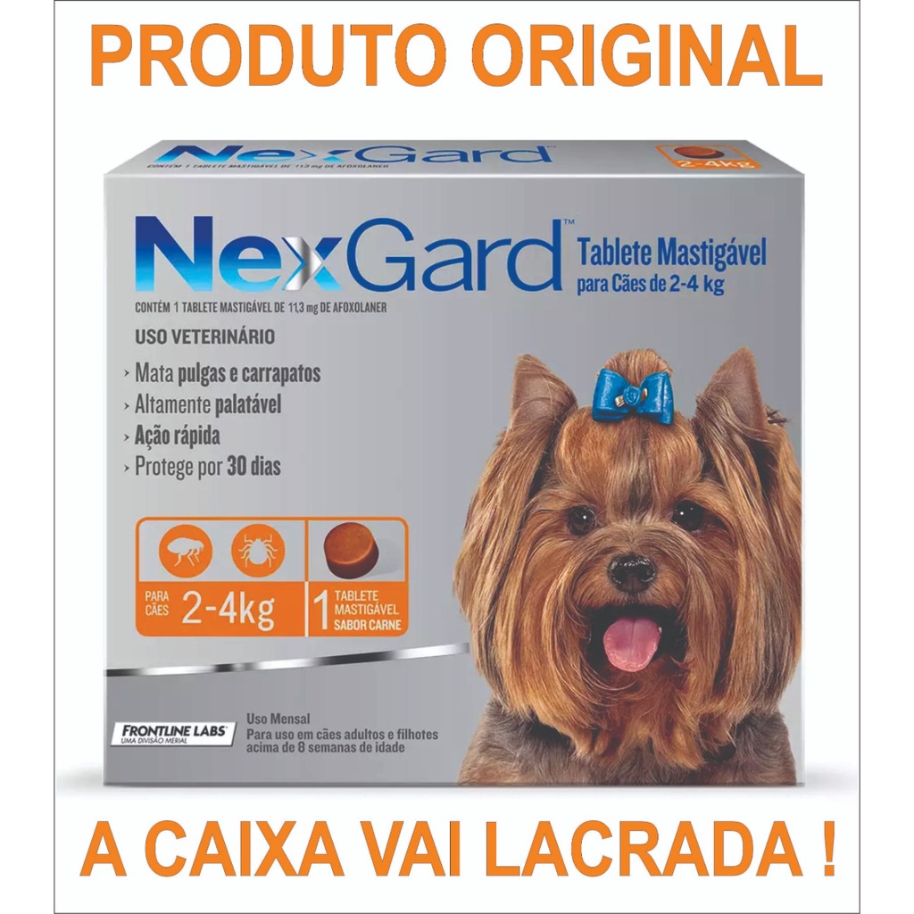 NexGard ORIGINAL Antipulgas e Carrapatos para Caes de 2 a 4 kg com NOTA FISCAL Shopee Brasil