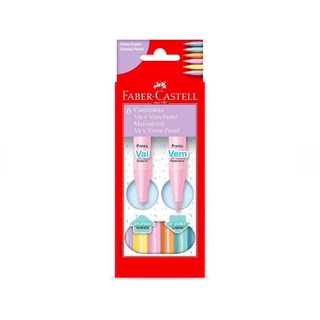 Canetinha Vai e Vem Tons Pastel FABER-CASTELL c/ 6 Cores