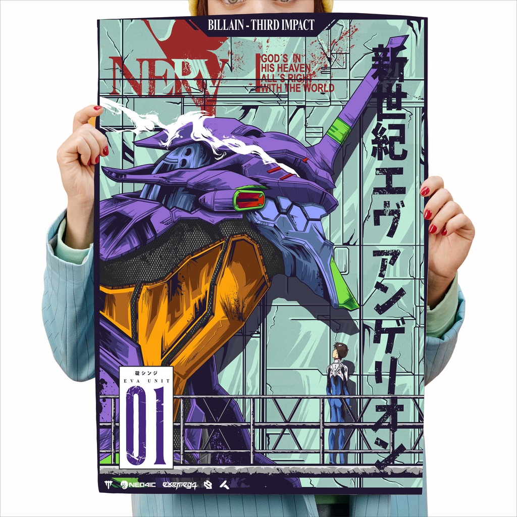 Neon Genesis Evangelion Poster Adesivo A3 (29.7 x 42 cm) Anime