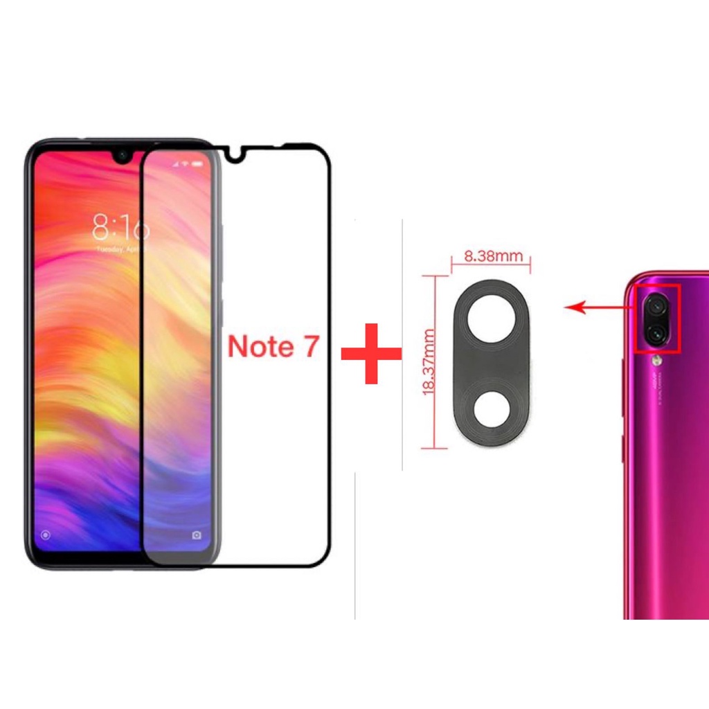 Película De Vidro Da Tela 3D Redmi Note 7 + Lente De Vidro Da Câmera Traseira Redmi Note 7 Pronta Entrega