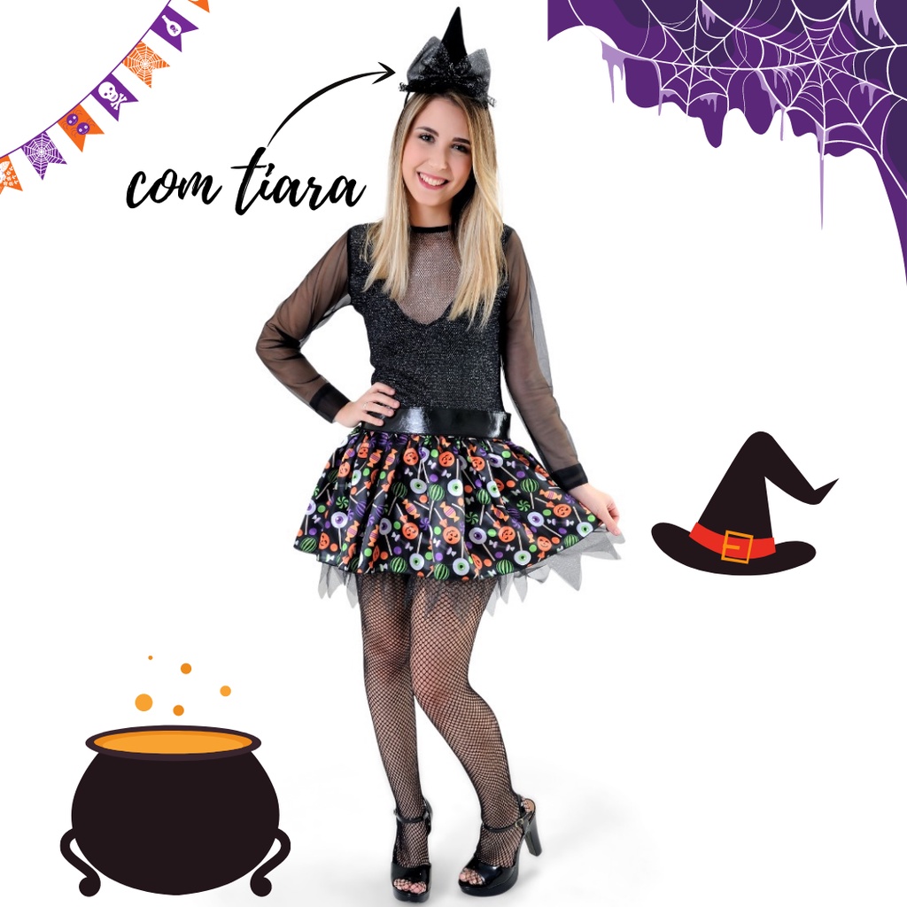 Bruxinha Morceguinha Fantasia Halloween Feminina - Loja Zuza Brinquedos