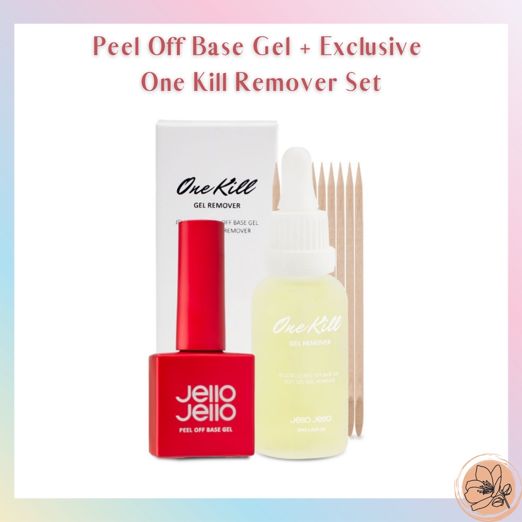 Jello x Peel Off Base Gel + Exclusivo Conjunto Removedor De Cutículas De Leite Unhas Coreano