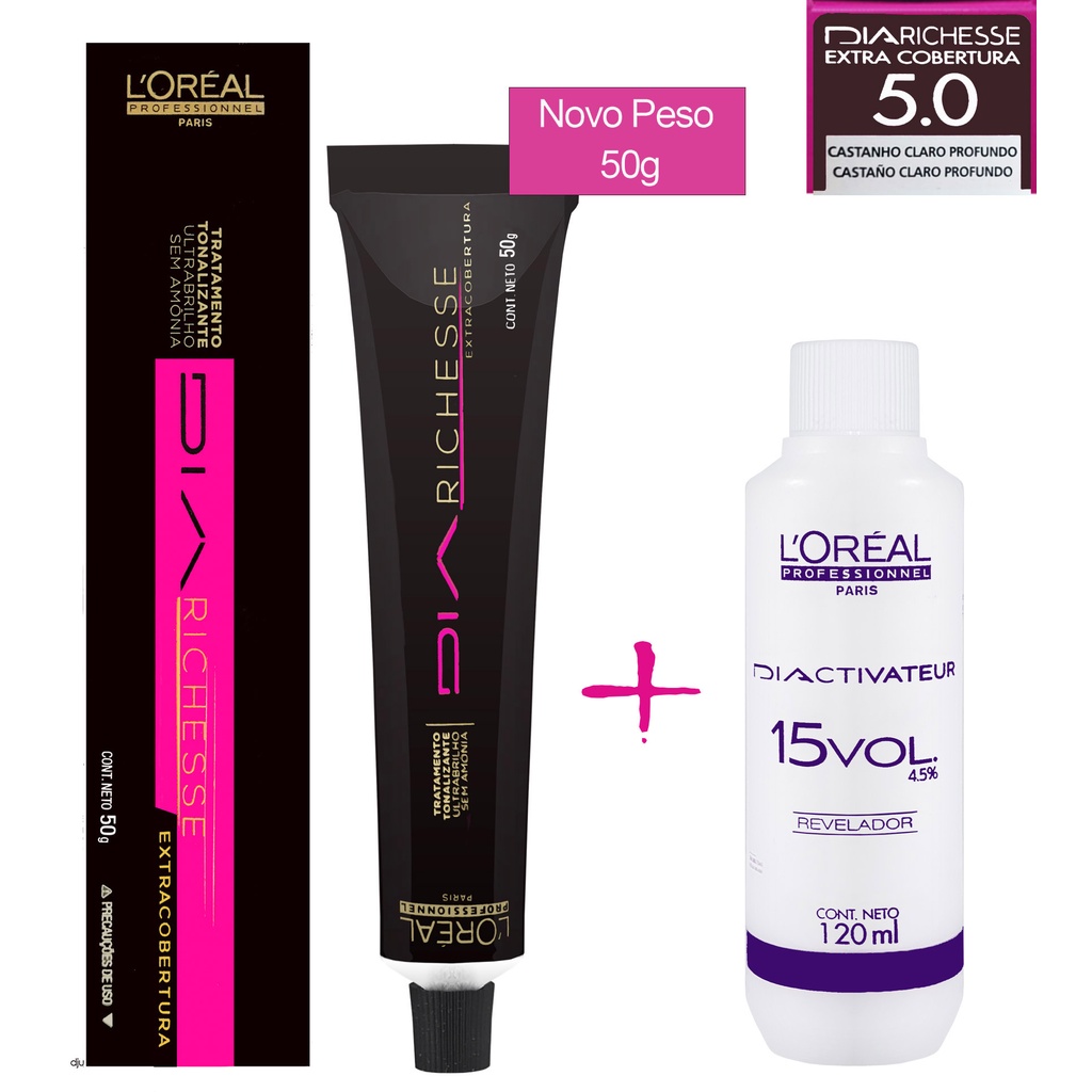 L'Oréal Professionnel Kit Dia Richesse Tonalizante 5.0 Castanho Claro ...