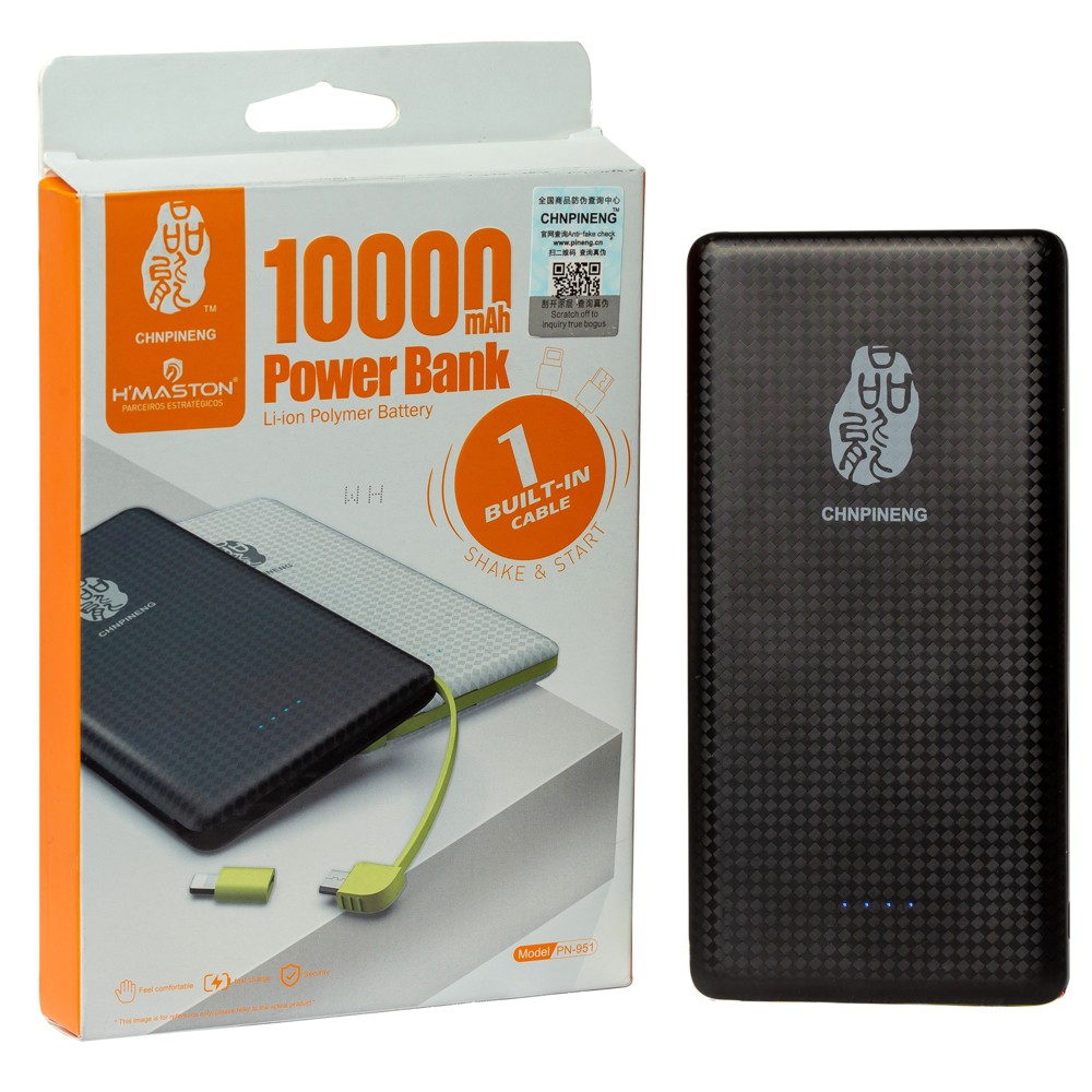 Carregador Portátil 10000 Mah Power Bank Pineng Hmaston Original - Pronta Entrega