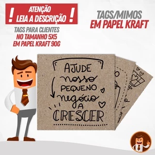Tag Personalizada com frases em Papel Kraft ideal para Sacolas, Caixas, presentes Personalizado (100 Unidades)