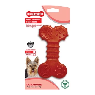 Brinquedo para Cachorros Mordedor Osso Flat Durabone Nylon Mordida Extra Forte Carne - Odontopet