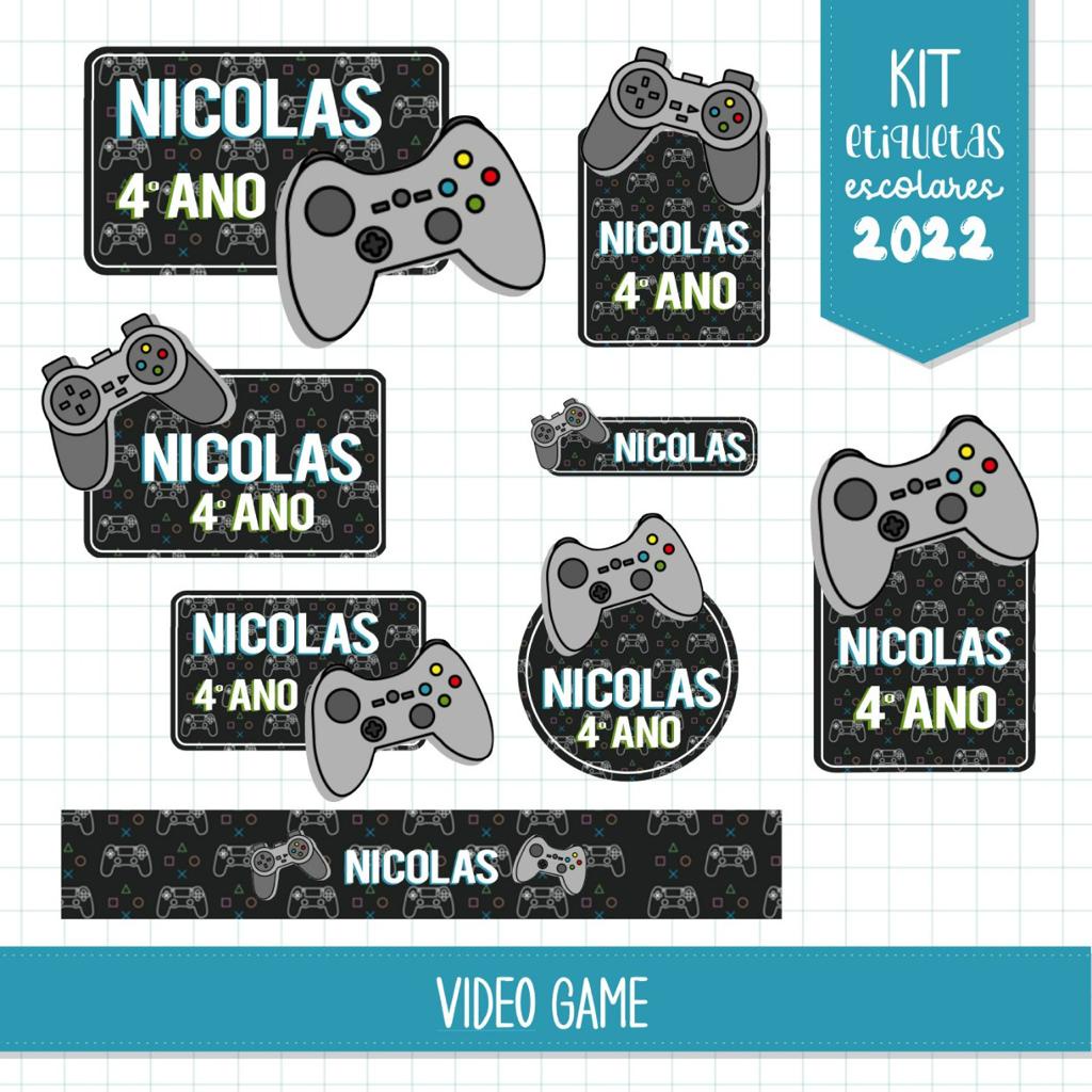 126 etiquetas escolares personalizadas video game Shopee Brasil