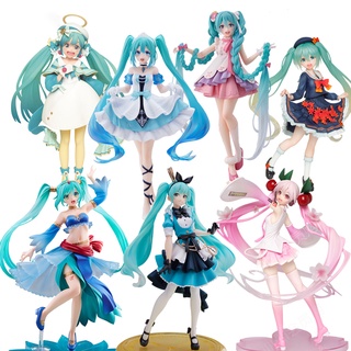 8 Estilos Japão Anime Sakura Miku Hatsune Figura Kawaii Roupas Pretas Roxo  Cabelo Figuras De Ação Brinquedos Meninas PVC Modelo Menina