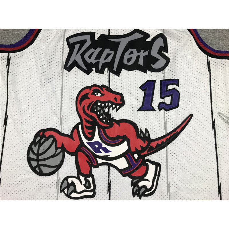 ZUg6 ▫ ◈ Ba Nba Jersey Toronto Raptors No . 15 Carter Colete Esportivo Etiqueta Retrô Branca x9Qj