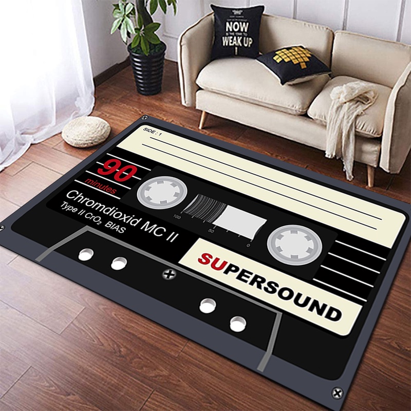 Tapete/Carpete De Chão Antiderrapante Retrô Com Fita De Rádio Para Decoração De Casa/Quarto