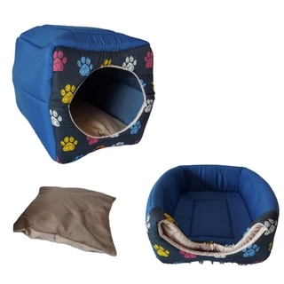 Cama para Cachorro e Gato Toca 3 em 1 Iglu Caminha Pet