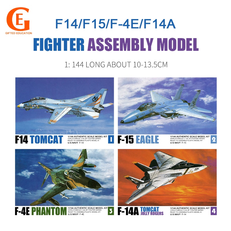 1/144 Montagem Modelo De Combate Eua F14 Tomcat F15 Águia F4E Phantom Plastic Simulação Aeronave Presente Coleção De Brinquedo