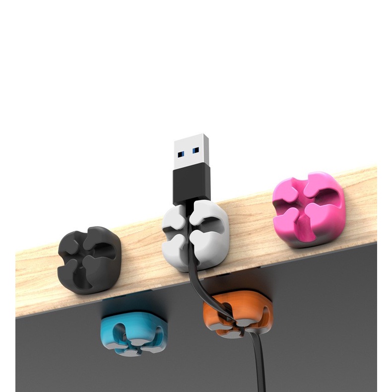 Kit 5 Organizador De Cabos Fios Adesivo Mesa Celular