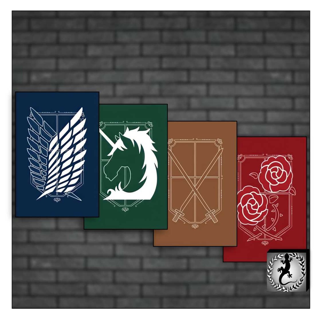 Quadros Placas Decorativas 4 peças Attack on Titan Shingeki no Kyojin mdf 20x30