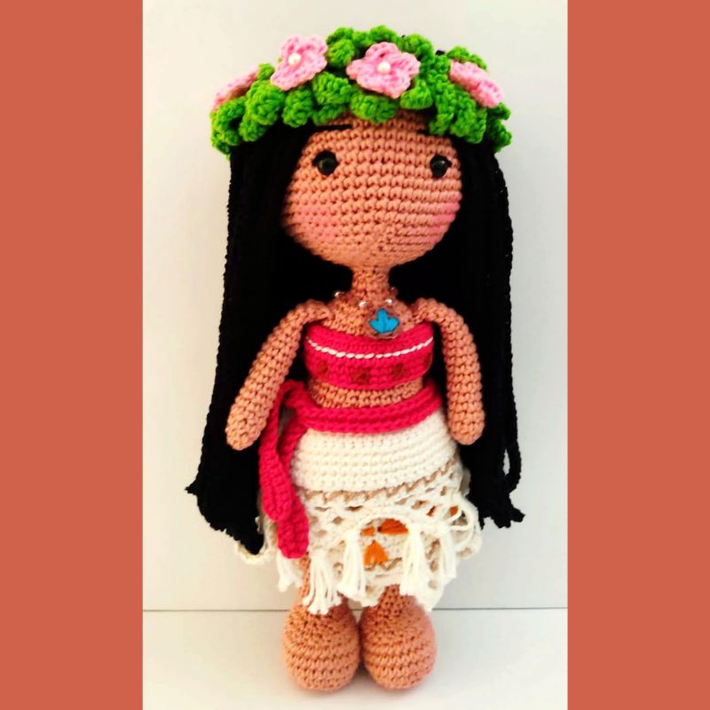 Boneca Moana Amigurumi Crochê