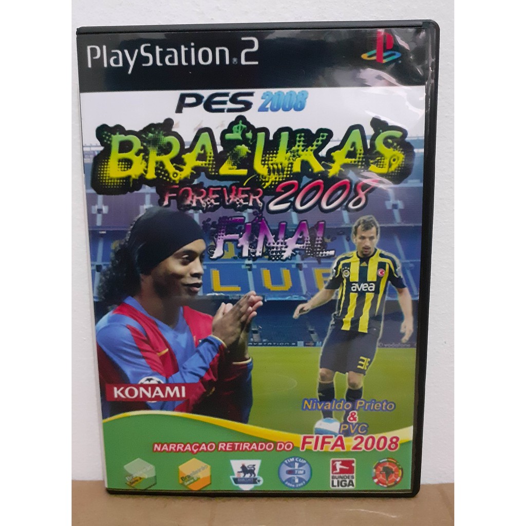 PES 2008 BRAZUKAS FOREVER JOGO REPRÔ PARA PLAYSTATION 2