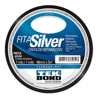 Fita Silver Tape Preta 48mmx05mt - Tekbond