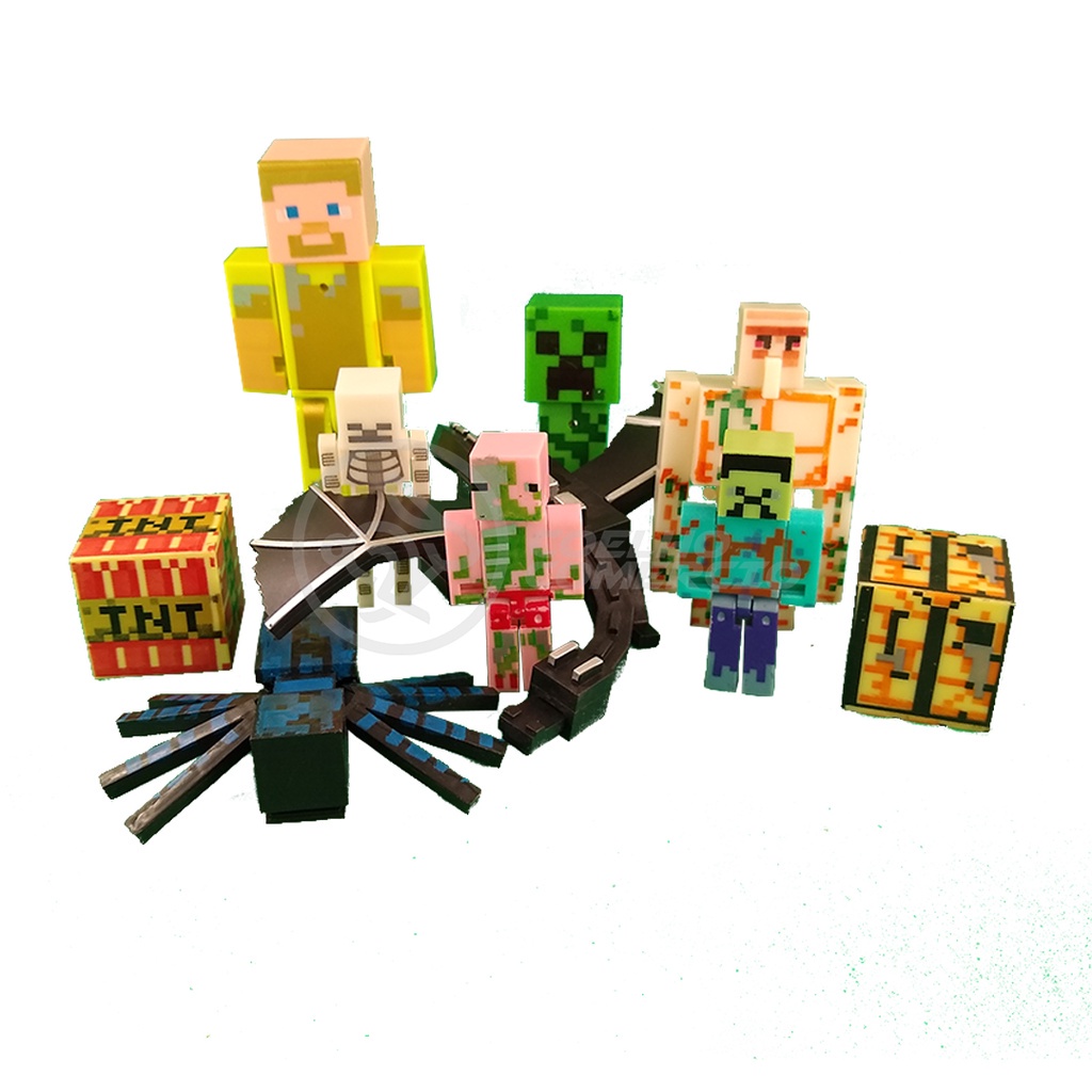 Kit Cartelado Conjunto Minecraft 2 Bonecos + 1 Villager + 1 Enderman ...