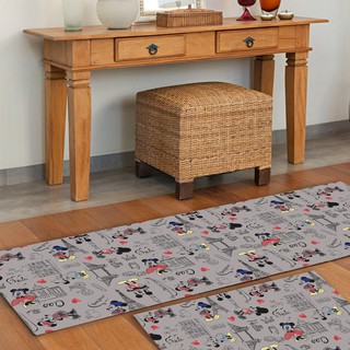 kit passadeira 1,20x42cm + tapete 40x60cm - mickey e minnie paris